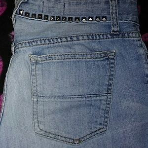 Studded denim shorts